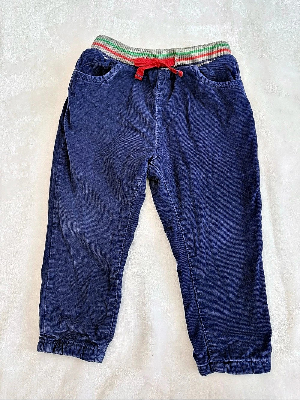 Baby Boden Jersey-Lined Blue Corduroy Pants (size 18-24M)